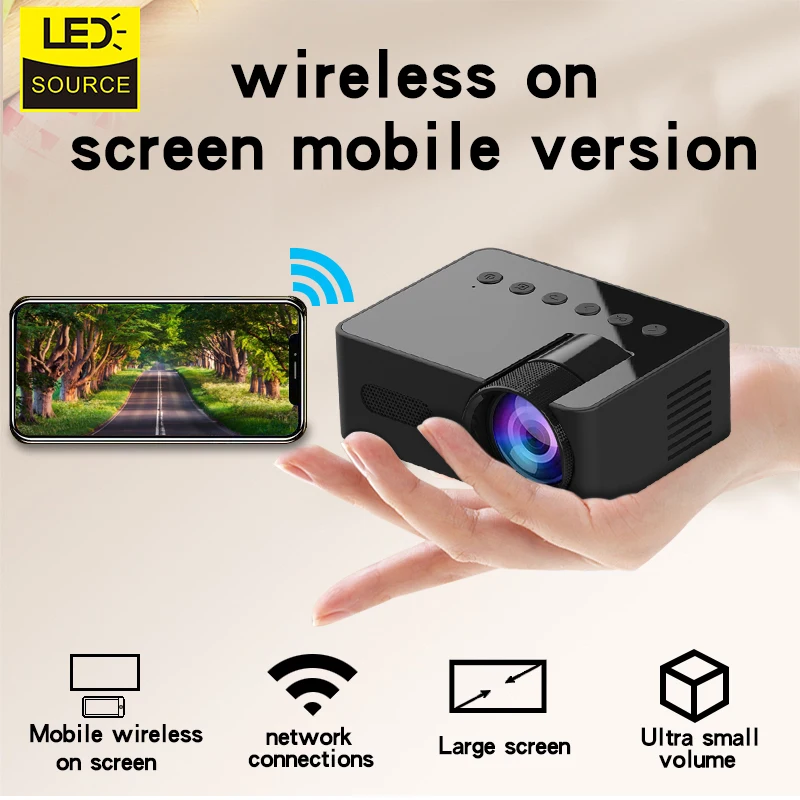 New Projector YT100 Projector  LED wireless connection with the screen mobile home projector micro high-definition 1080P