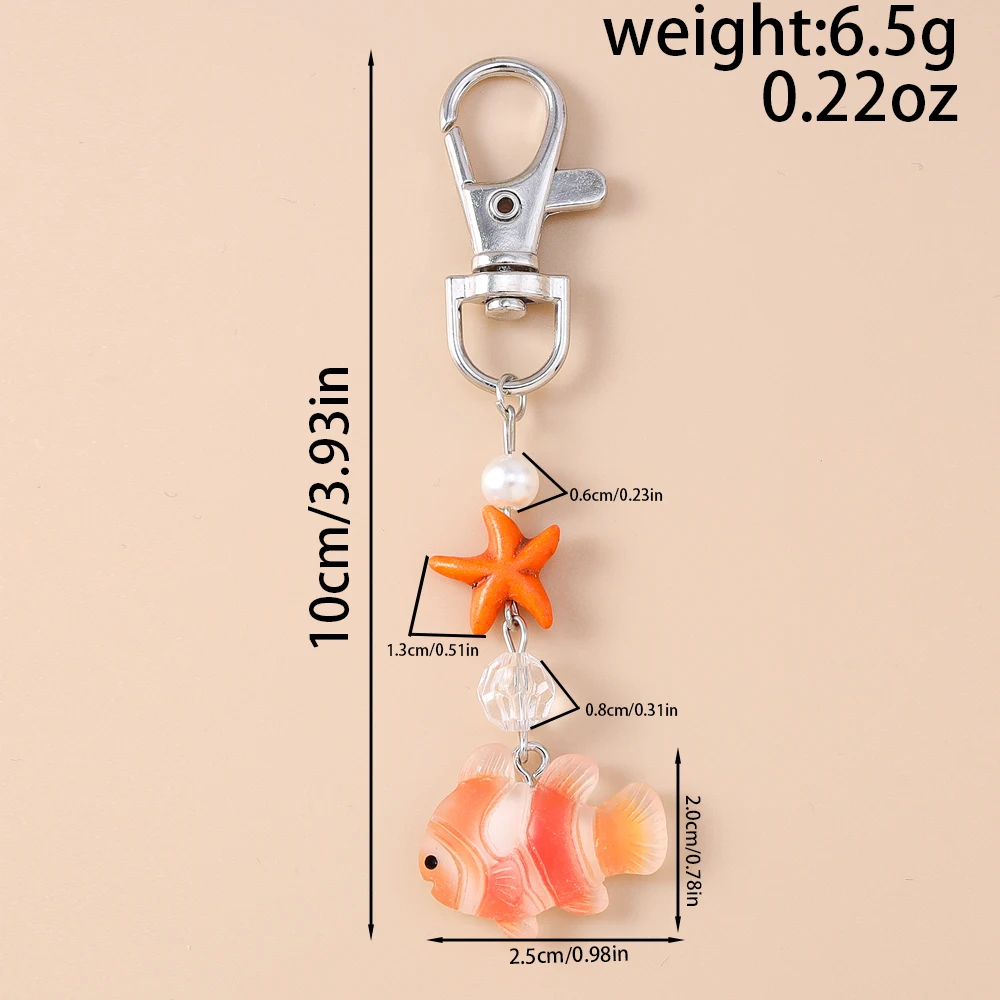 Aihua Schöne Perle Seestern Kleine Fische Schlüsselbund Für Sommer Strand Kinder Mädchen Nette Handtasche Anhänger Schlüssel Ringe Schmuck Geschenke – Detail 6