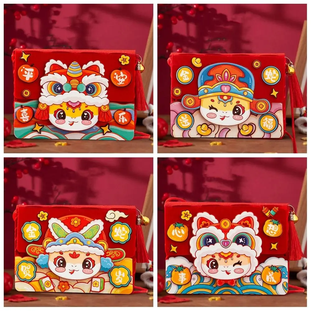 Sac à main en tissu Non tissé, bricolage avec corde, motif serpent, nouvel an, sac de bricolage, dessin animé, Style chinois, paquet de matériel de maternelle