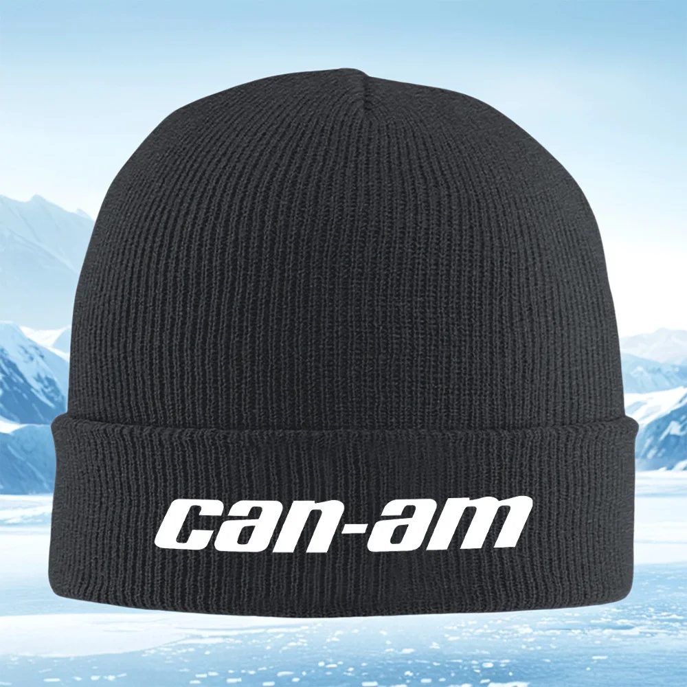 Can-Am bold white logo text Men Women Unisex Knitted Hat Beanie Pullover Cap Winter Thermal Warm Christmas Outdoor Cycling Hikin
