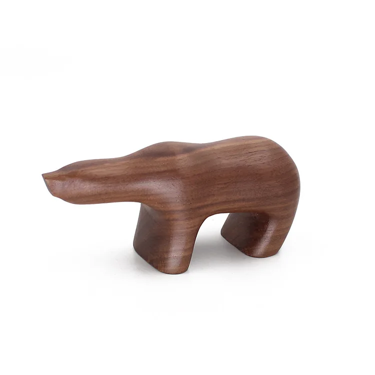 

New Chinese ornaments walnut polar bear creative gifts animal small ornaments wooden home decoration crafts