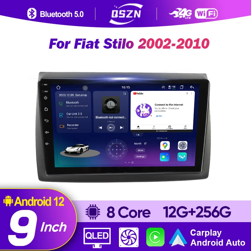 QSZN Carplay For Fiat Stilo 2002 - 2010 Car Radio Multimedia Video Player Stereo GPS Navigation 4G Stereo Head Unit DVD 2Din