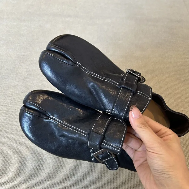 Women's Split Toe Casual Pump | Buckle Strap | Chunky Platform | Handmade | Black | UNITYPUREMAX™ Women's Split Toe Casual Pump | Buckle Strap | Chunky Platform | Handmade | Black | UNITYPUREMAX™
