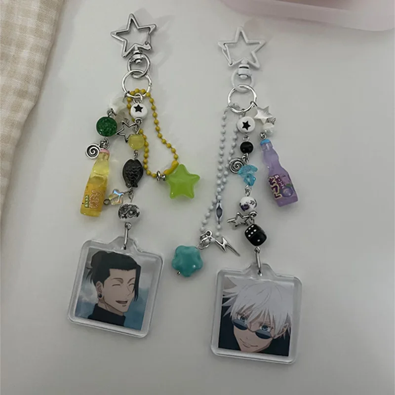 Gojo and Geto Jujutsu Kaisen Beaded Keychain, Accessories, Cute, Kawaii, Itadori, Megumi, Aesthetic, Beads, Nabora,