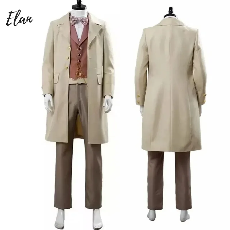 Disfraz de Cosplay de Aziraphale para hombre adulto, gabardina, chaleco, pantalones, traje de cómic de Halloween, disfraz hecho a medida
