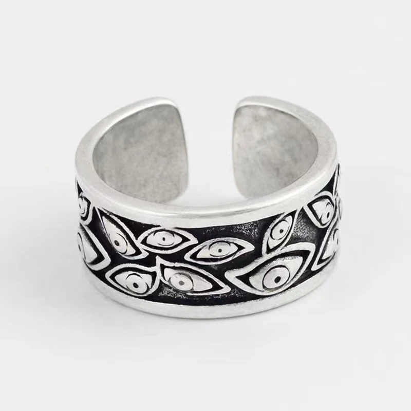 Retro Teufel Augen Ring Für Männer Silber Farbe Punk Gothic Einstellbare Manschette Ring Rock HipHop Handgemachten Schmuck Zubehör Mann Geschenk