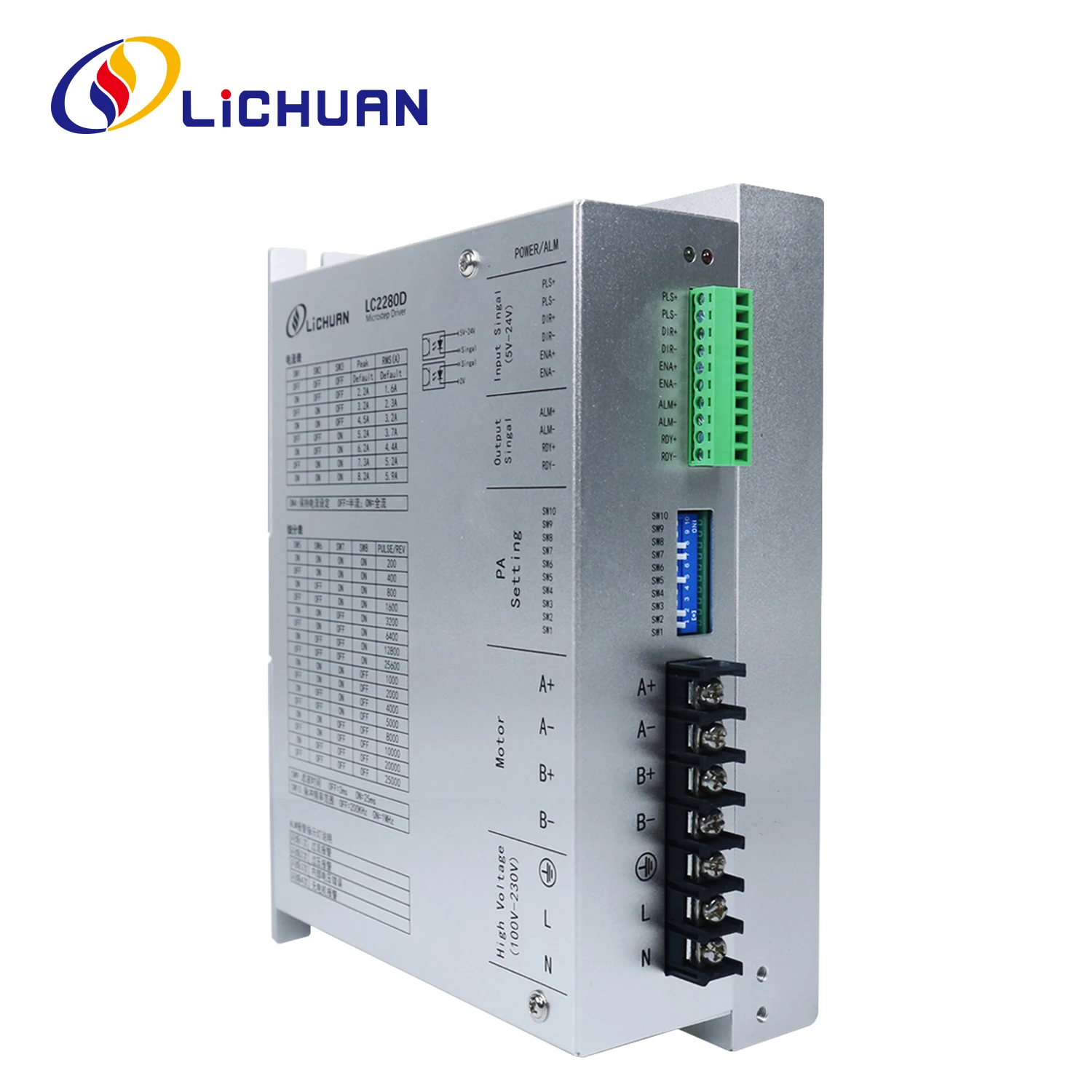 

Lichuan 2-фазный шаговый драйвер переменного тока Nema42 AC 110 В ~ 280 В 7,0 А 400 ~ 60000 ppr Драйверы шагового двигателя переменного тока с открытым контуром для текстильной машины