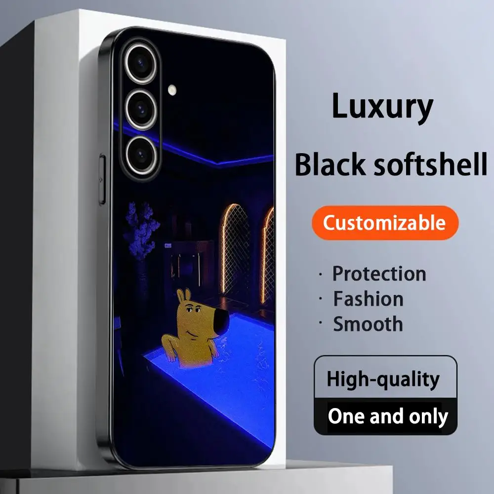 Chill guy dog fashion hip-hop pattern Phone Case For Samsung Galaxy S26 S25 S24 S23 S22 S21 Plus Ultra Note20 Soft Black