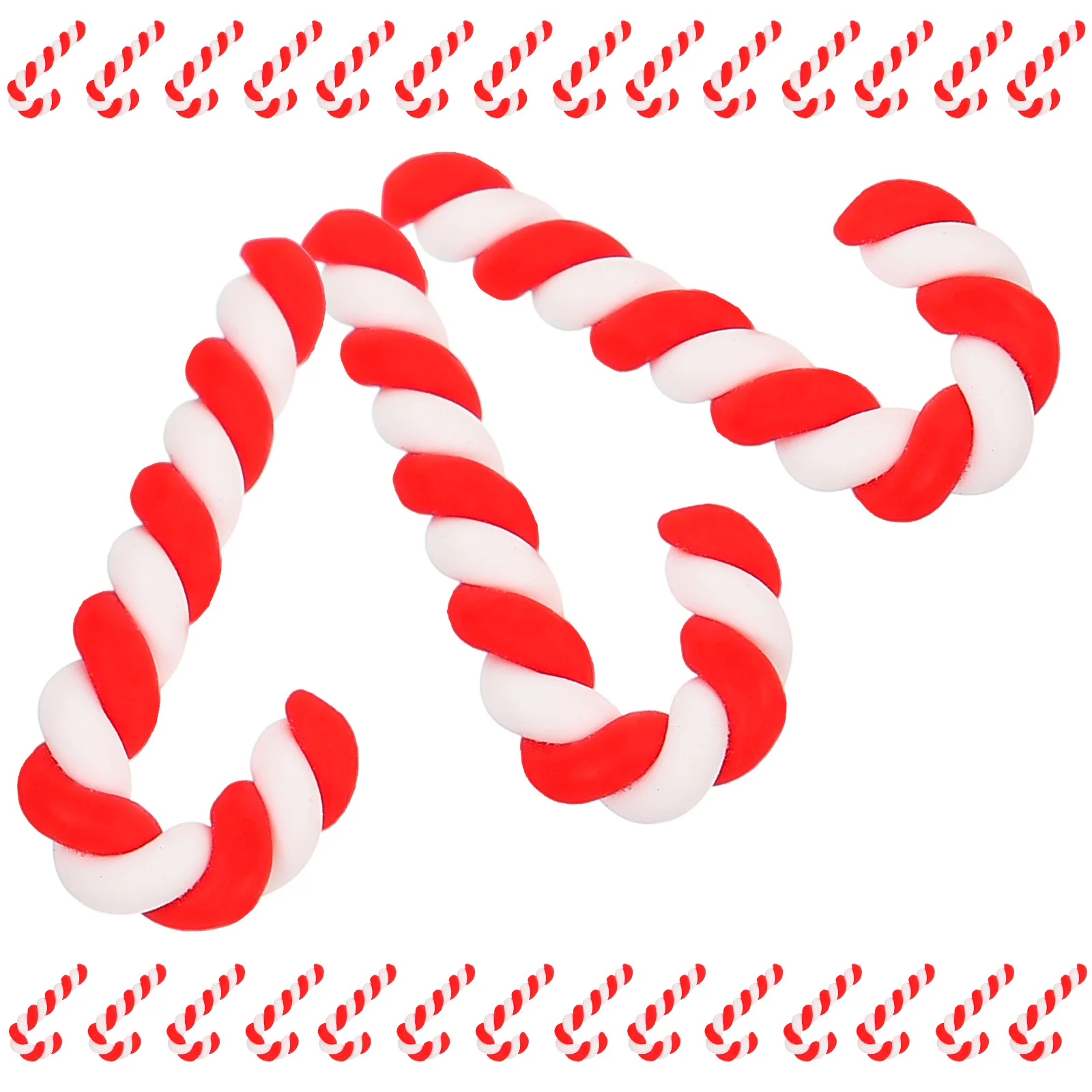 

50pcs Soft Clay Christmas Cane Charms Diy Craft Decor Phone Case Hair Tie Small Xmas Ornaments Christmas Theme Accessories Decor