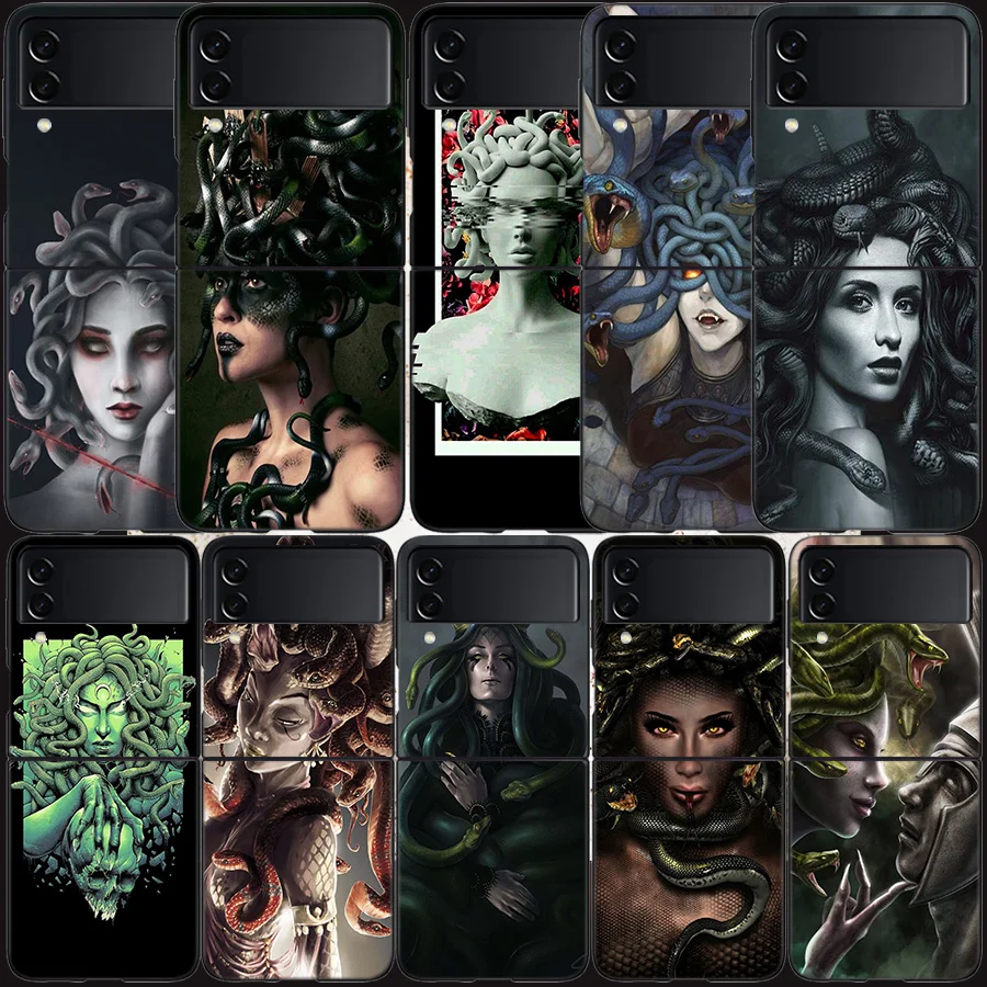 Medusa in ancient Greek mythology Case for Samsung Galaxy Z Flip 6 Flip 5 4 3 5G Black Cell Phone Cover Samsung Z Flip 5 5G L