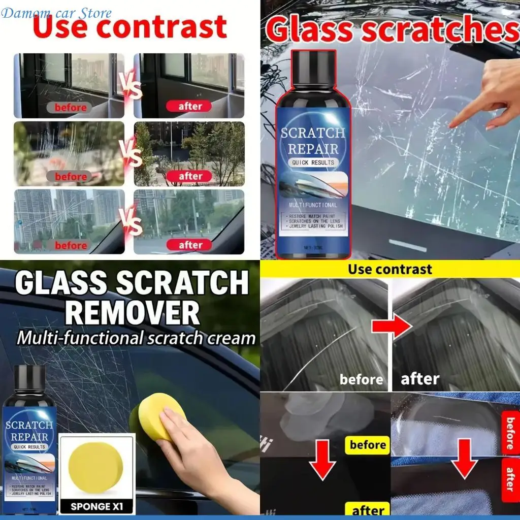 A2UC 30/50g Car Scratch Remover & Cleaning Songe Set for Autos Body Paint Scratch