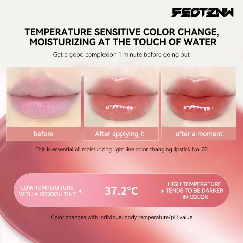 Feotznw Essential Oil Moisturizing, anti-wrinkle and color-changing Lipstick, with a moisturizing, water-like glow,Lip balm