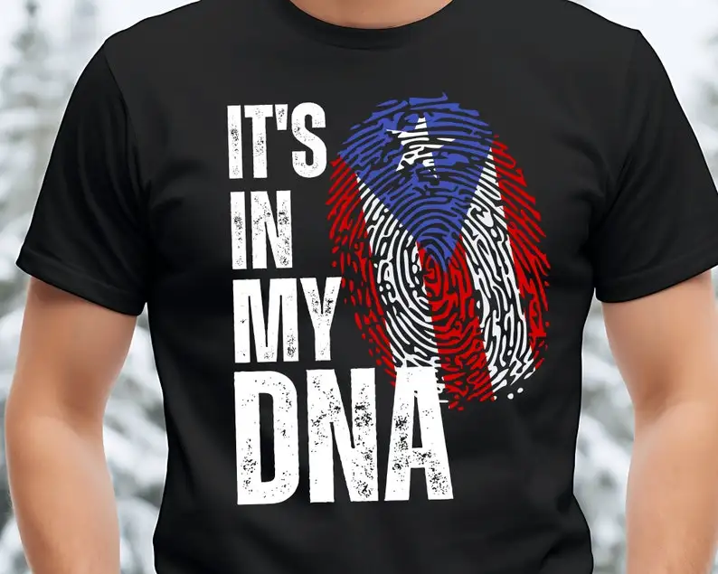 Puerto Rico T-Shirt It's in My DNA Puerto Rico Flag Fingerprint Puerto Rican Gift Shirt Sublimation Design for Shirts