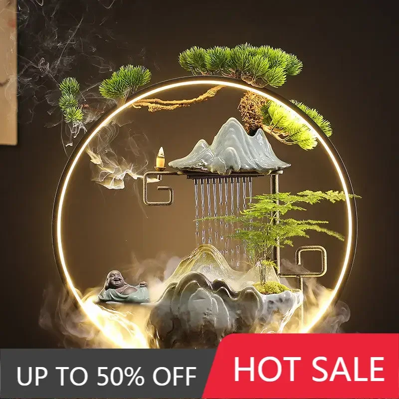 Creative Ceramic Running Water Fountain Humidifier Home Living Room Wealth Office Store Restaurant Ornaments Opening Gifts