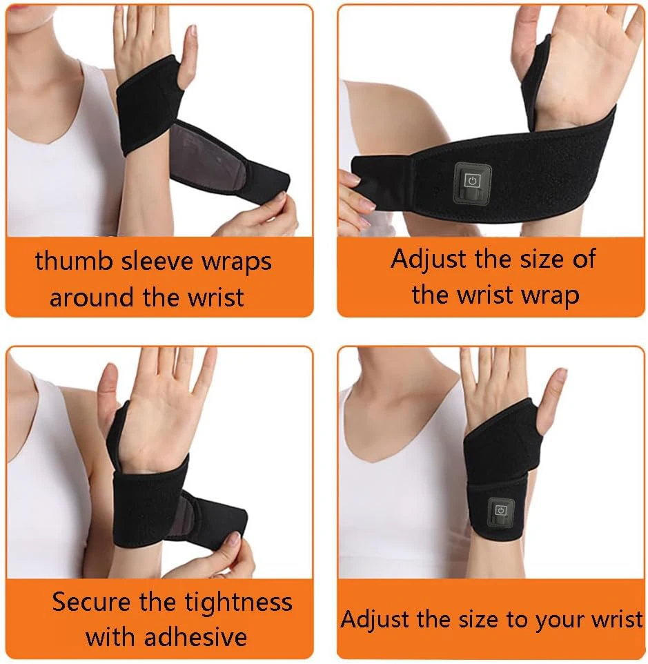 Electric Heating Wrist Vibration Pad Three Gear Hot Compress Warmer USB Massager Wrist Support Pad Relief Tendonitis Relax Brace