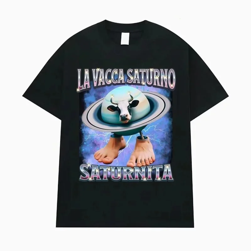 

Italian Brainrot La Vaca Saturno Saturnita T-shirt for Men and Women Spring and Autumn New Products Fashion Pure Cotton Shirt