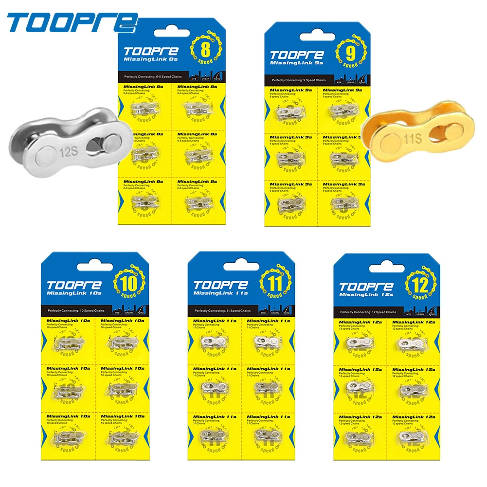 Toopre Mtb Chain Quick Link Power 12V 11V 10V 9V 8V Bicycle Chain Guide Lock 8 9 10 11 12 Speed Squeeze Road Cycling 6 Pairs