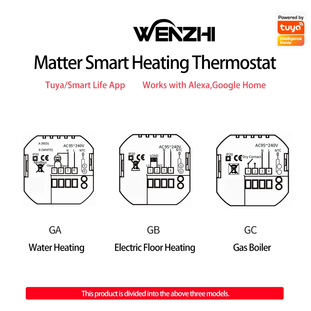 Matter Warm Floor Room Heating Thermostat Temperature Controller Water/Electric/Gas Boiler Tuya Smart Life Alexa Home Homekit