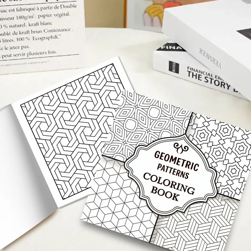 New Popular Geometric Pattern Coloring Book, Easy Graffiti Drawing Notebook for Adults