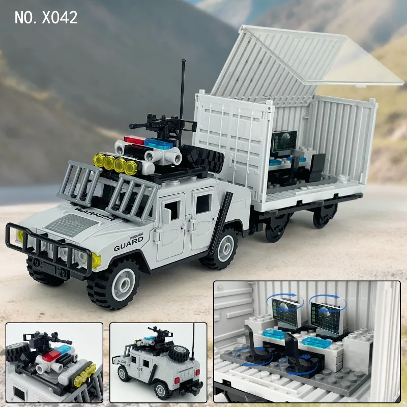Emergency command vehicle container Hummer children's educational assembly building blocks toy gifts