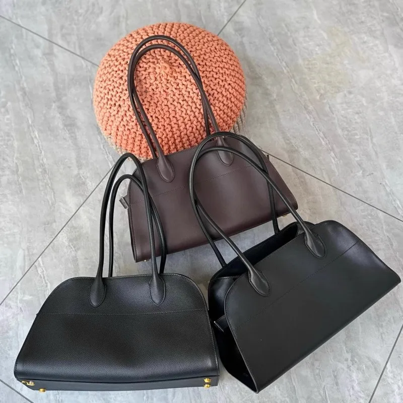 Horizontal Cowhide Handbag Large Capacity Commuter Tote Bag Soft Large Capacity Handbag