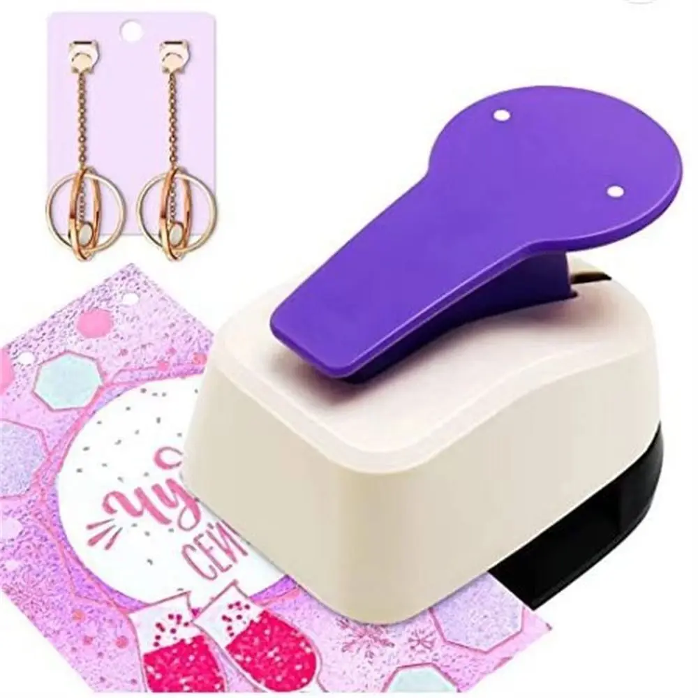 Sturdy Earring Card Hole Punch Portable Punch Perforator Metal Double Post Scrapbook Punching DIY Children's Punching Machine