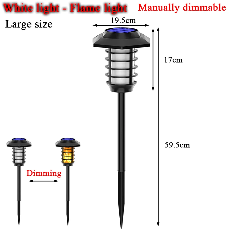 1-2 szt. Nowa słoneczna lampa z płomieniem lampa ogrodowa lampa trawnikowa podwójna źródło światła LED wodoodporna pejzaż ozdabiająca grunt lampa gorąca