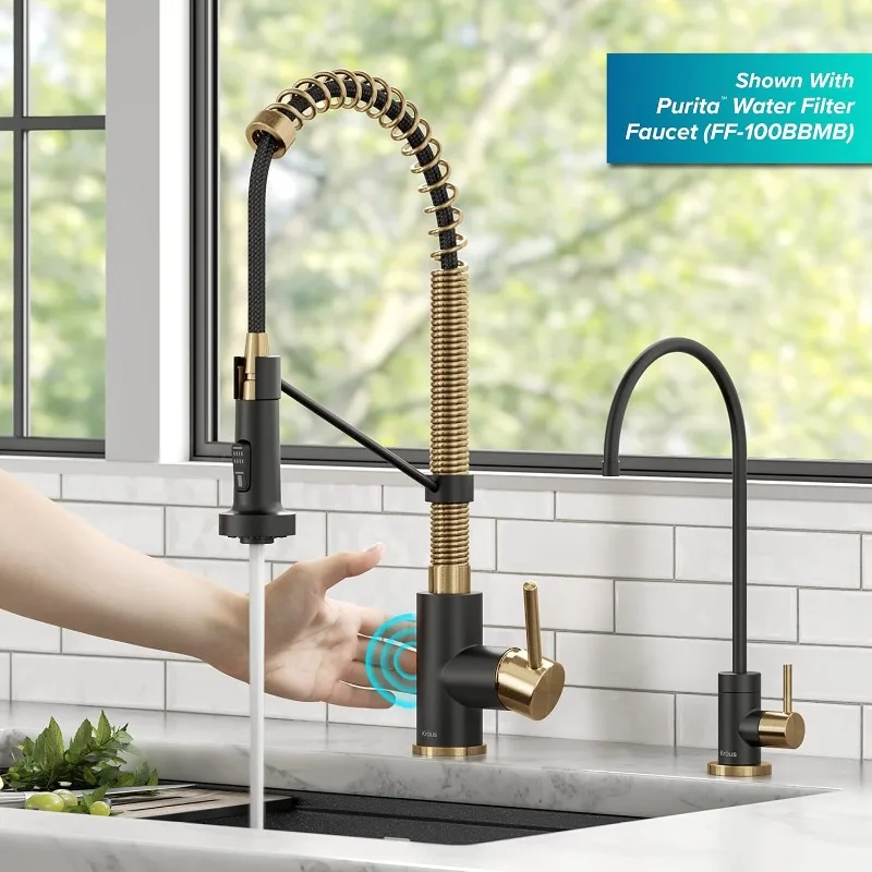 Bolden Touchless Sensor Commercial Style 2-Function Single Handle Pull-Down Kitchen Faucet in Brushed Brass