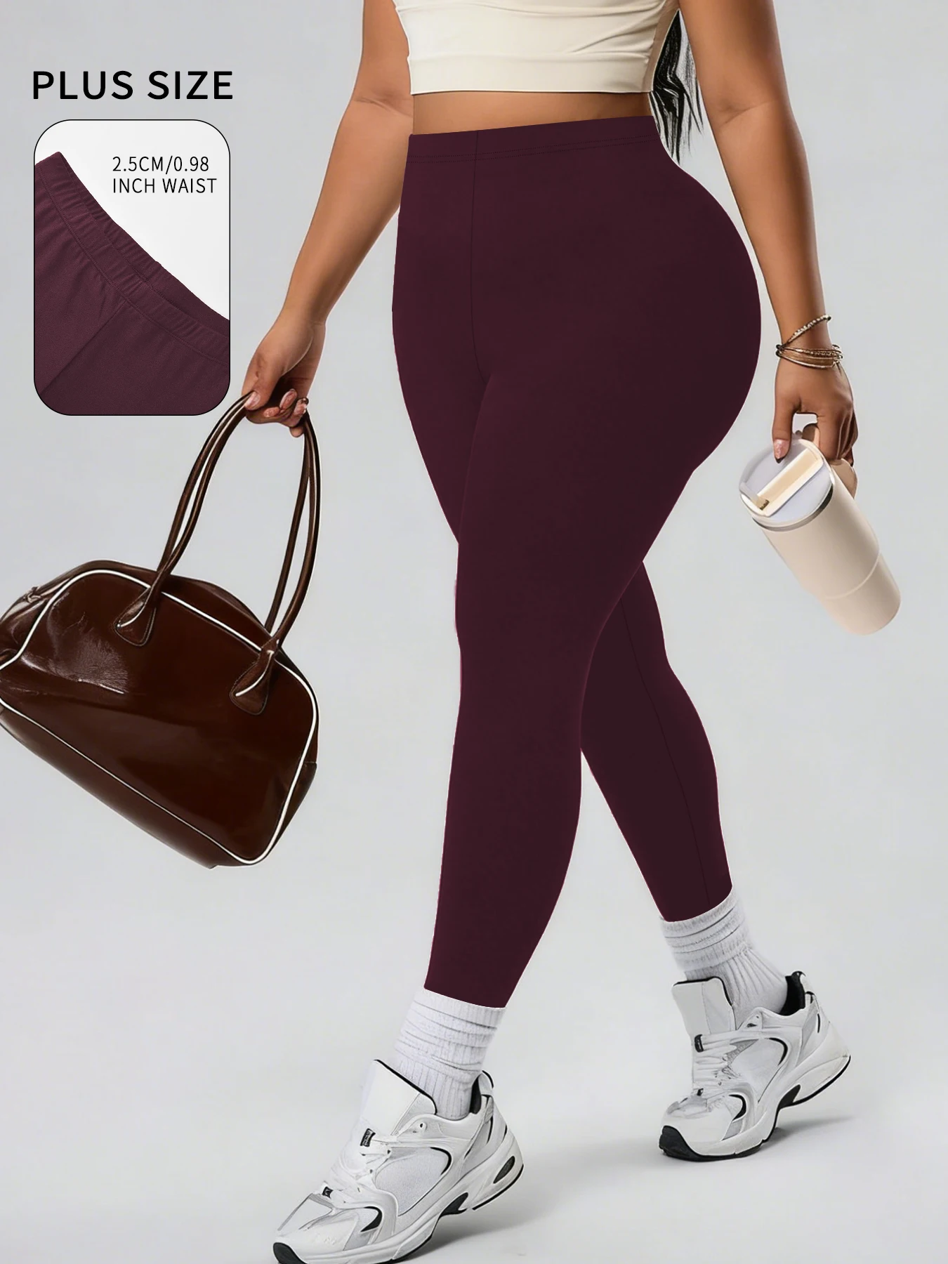 

Plus size Super Soft Leggings for Women - High Elasticity Tights for Yoga Running Workout Casual Wear