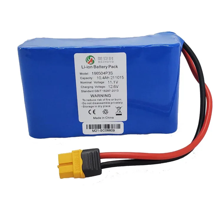 Factory Supply OEM Rechargeable Li Ion Battery Pack 10.4Ah 18650 3S4P 11.1V Lithium