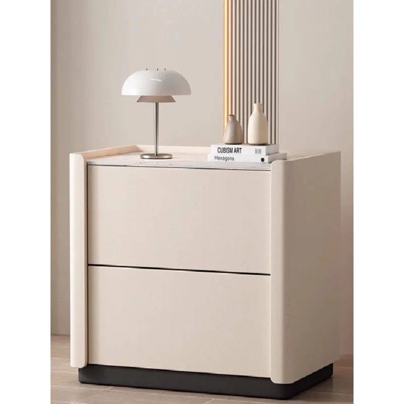 Cat scratching skin minimalist all solid wood rock slab height 60cm cream wind hotel bedside table simple modern bedroom locker image 2