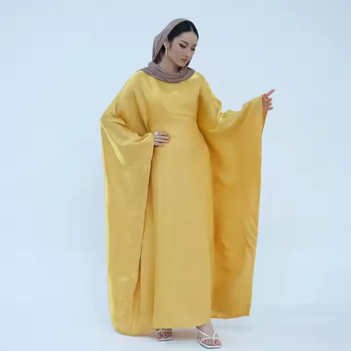 Eid Djellaba Shiny Abayas for Women Muslim Dress Batwing Sleeve Kebaya Jalabiya Dubai Abaya Turkey Kaftan Femme Robe Islam Gown
