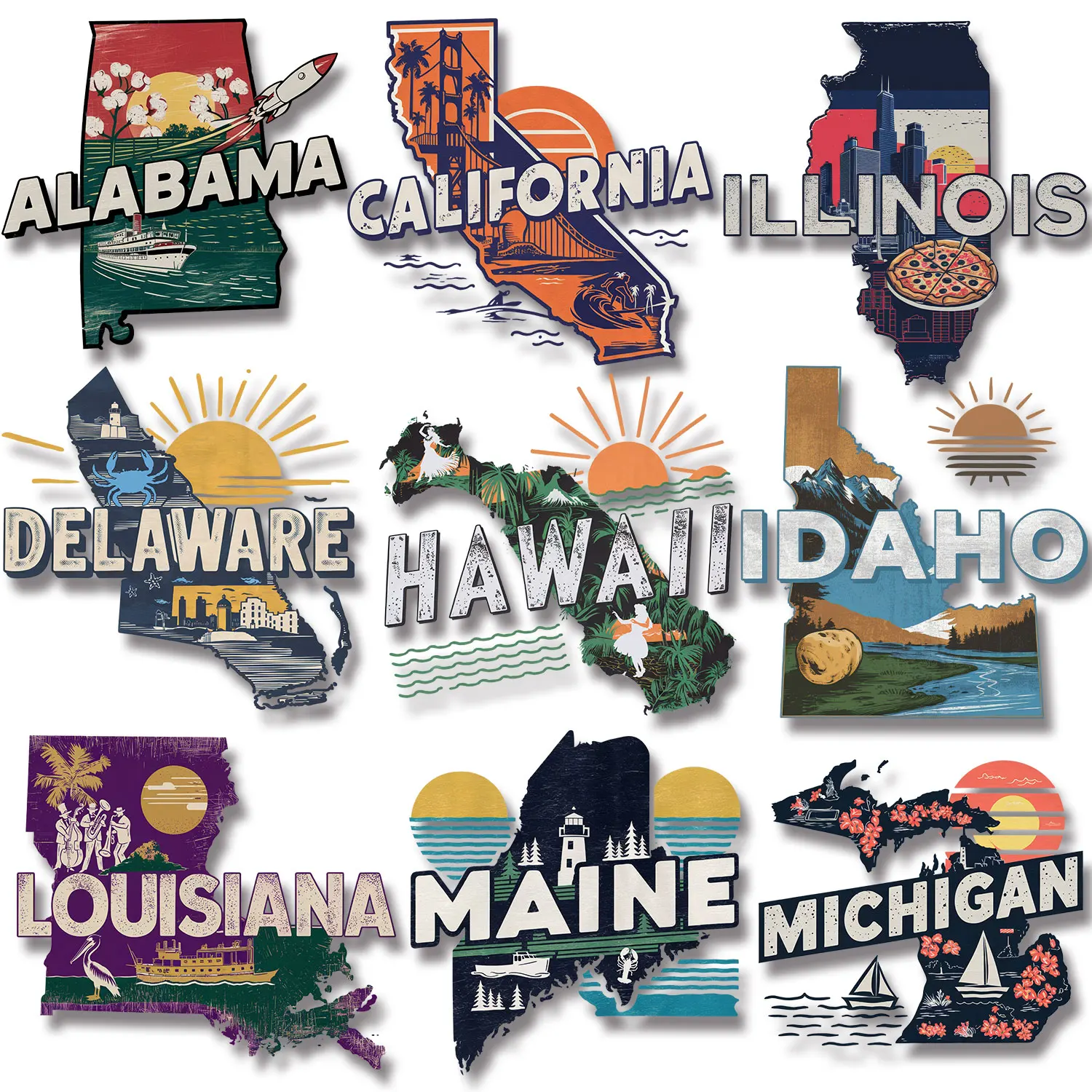 America Florida California Representative landscape pictures of each state Souvenir Iron on Picture on Clothes Diy Craft