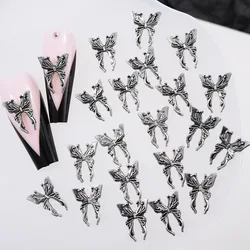 20pcs Dark Punk Butterfly Nail Art Charms Metal Retro Silver Butterflies Parts Nails Decorations 3D Alloy Manicure Accessories