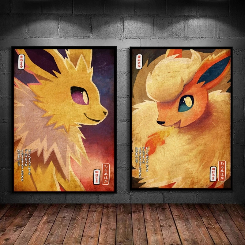 

Japanese Classic Anime Pokemon Jolteon Modular Prints Comics Pictures Friends Gifts Modern Home Wall Art Hanging Poster Toys