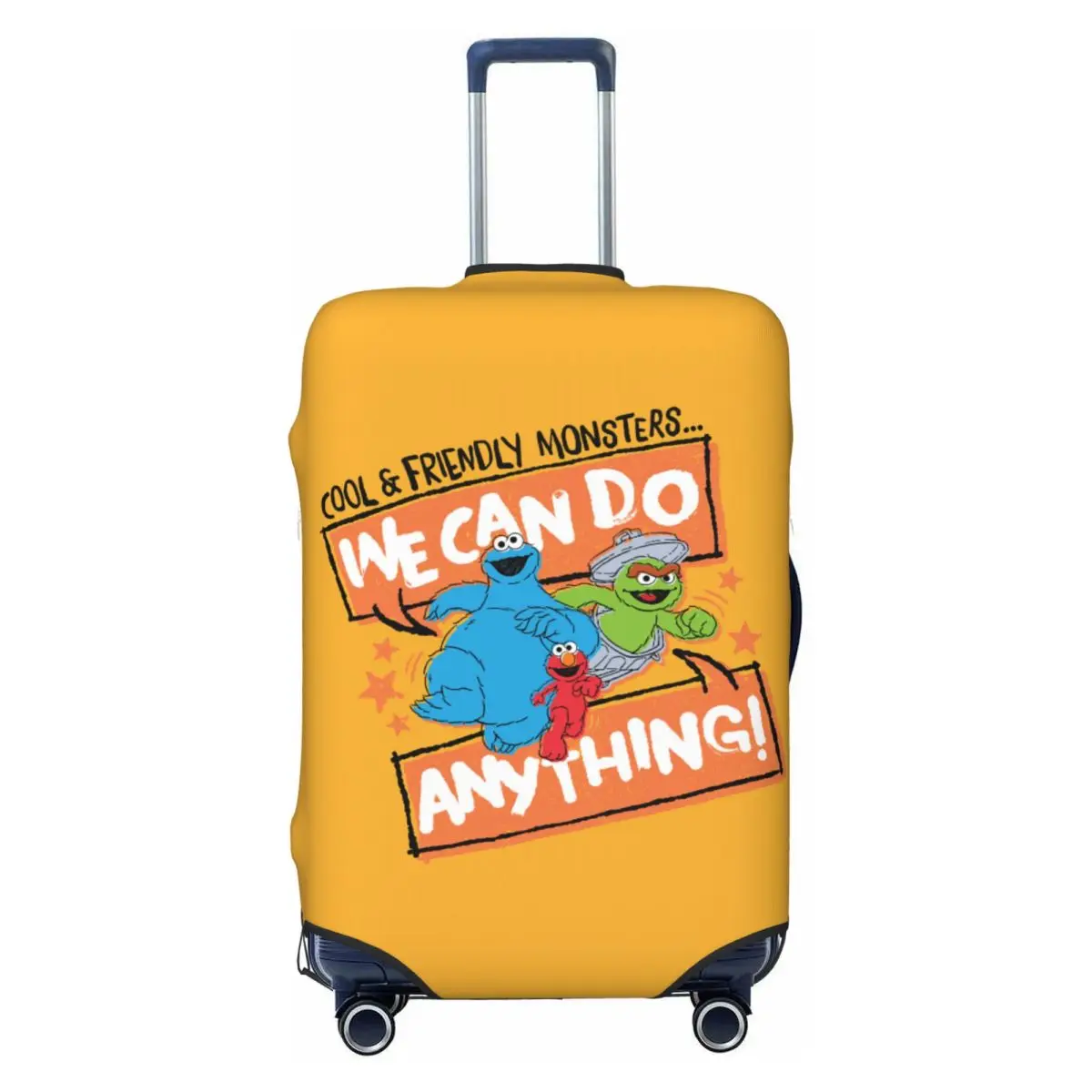 

Custom Fashion Funny Cartoon Cookie Monster Luggage Cover Protector Elastic Muppets Travel Suitcase Covers