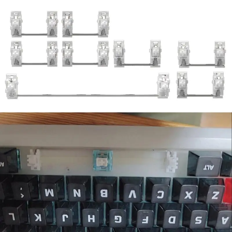 

Y1UB 8PCS Keyboards Stabilizers POM Steel Plate Construction Quiet Typing 6.25U 2U Ergonomic Structure