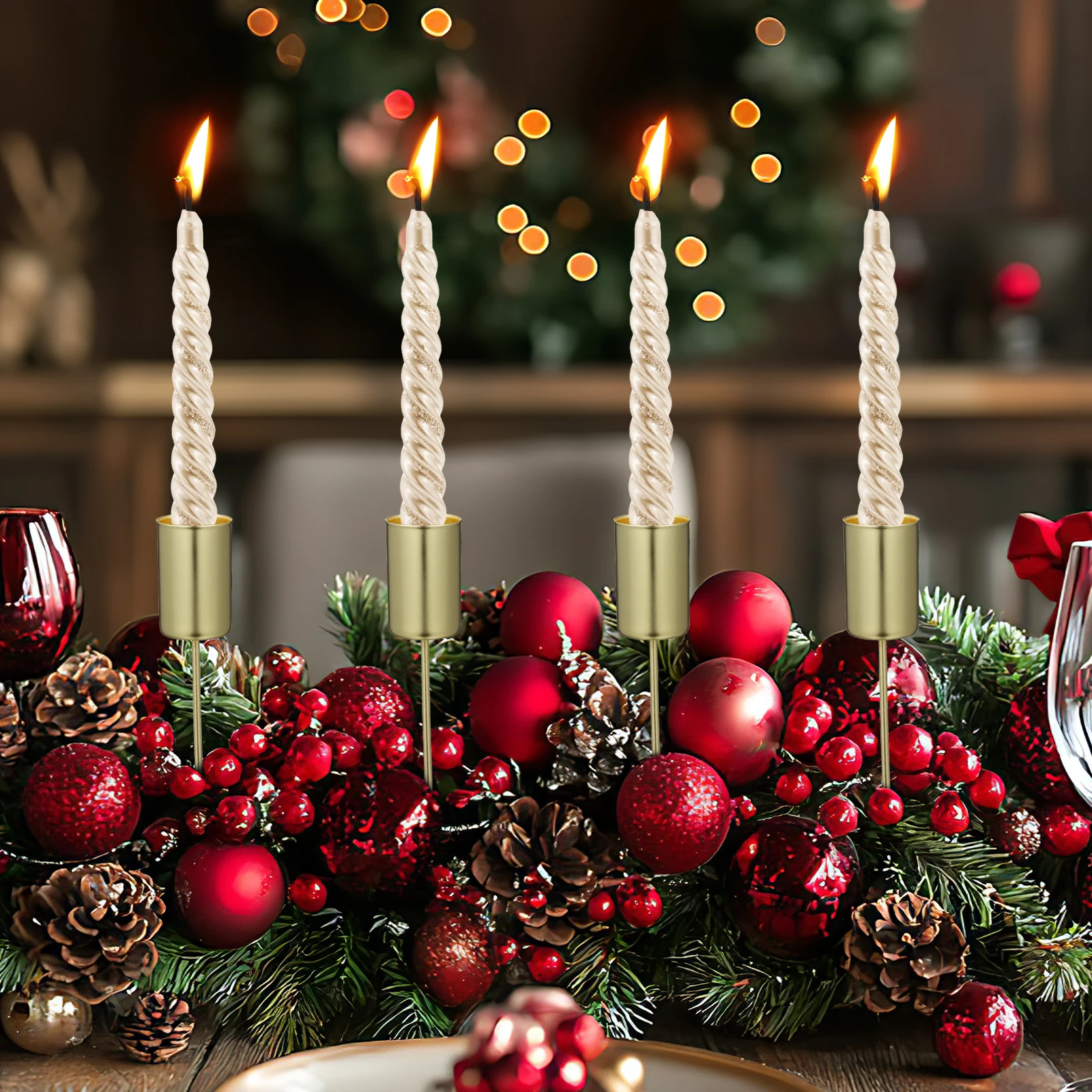 

5Pcs Christmas Candle Holder Festival Candle Container for Candelabra Centerpieces Christmas Wedding Birthday Party Decoration