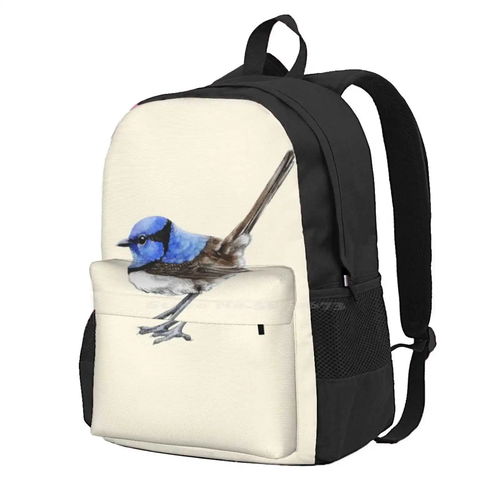 Little Wren In Natural Hot Sale Schoolbag Backpack Fashion Bags Blue Wren Australian Native Bird Fauna