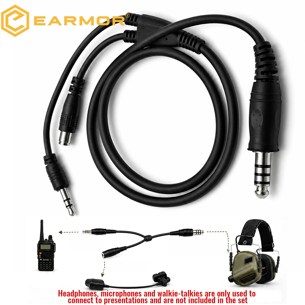 EARMOR Tactical Headset Adapter Communication Headset Adapter Due to the Connection of M31, M31H Tactical Headset