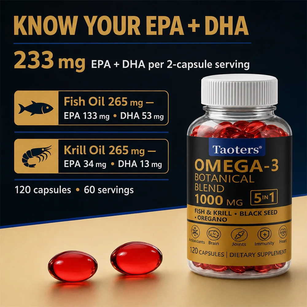 Omega-3 Plus EPA/DHA Fish Oil, Krill Oil, 120 Softgels, for Heart, Brain & Cholesterol Health Support, Gluten-Free & Non-GMO