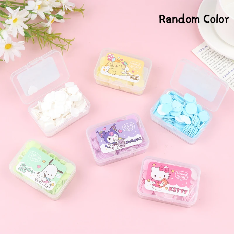 1PCS Random Portable Kuromi Soap Cartoon Sanrio Hello Kitty Hand Soap Household Goods Boxed Soap Flower