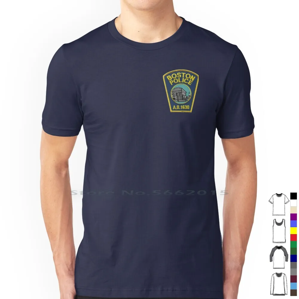 Boston Massachusetts Police Department 100% Cotton T Shirt Boston Massachusetts Department Patch Policeman Police Officer Cop