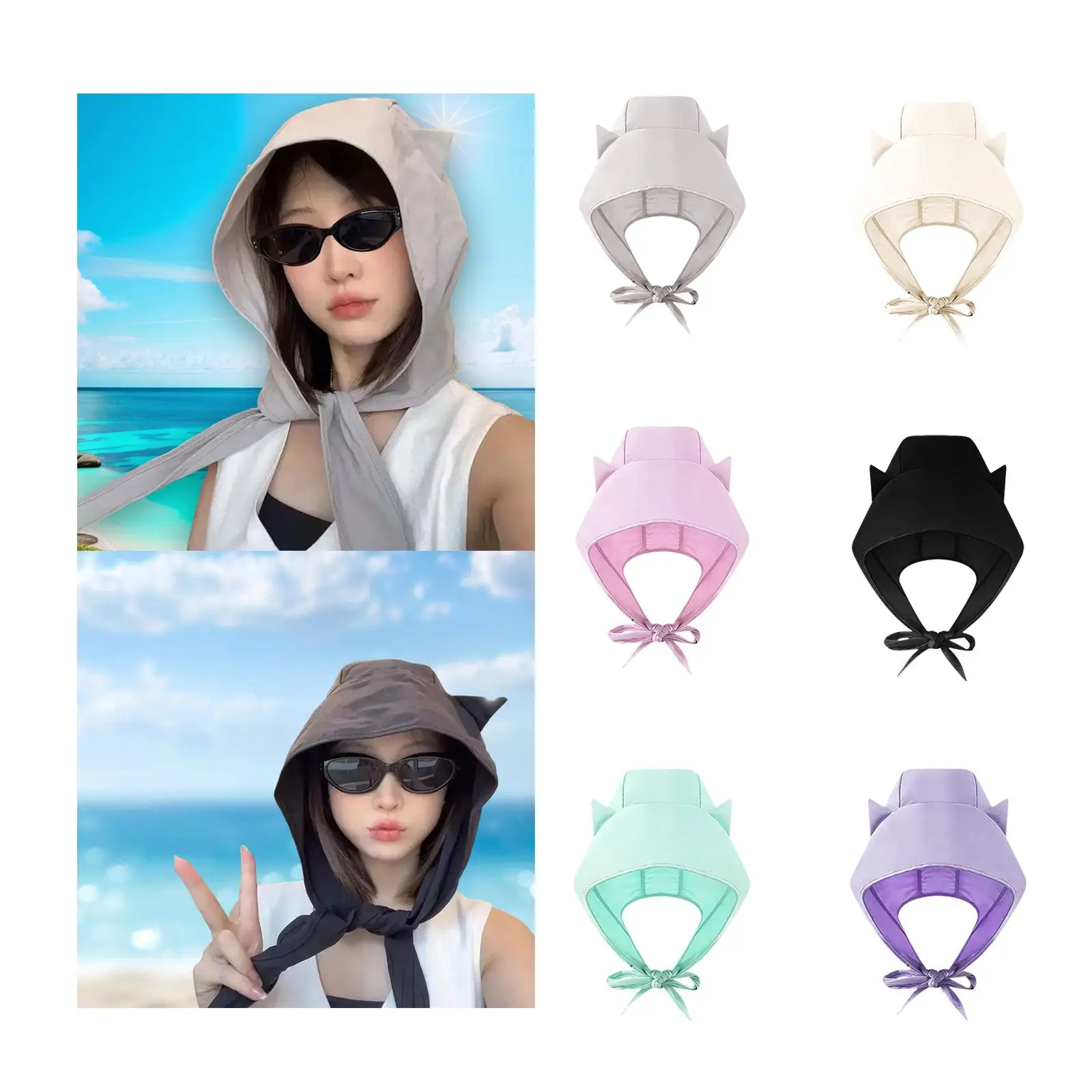

Women Sun Hat Foldable Casual Soft Cartoon Portable Wide Brim Breathable Bandana for Fishing Beach Camping Travel Summer