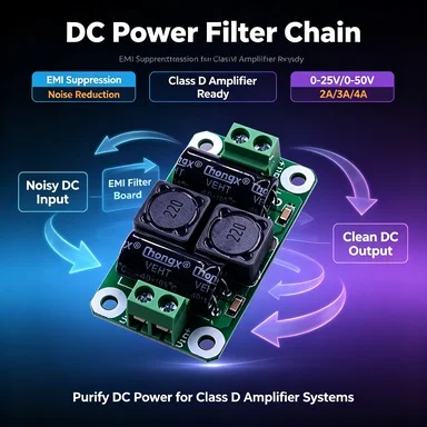 Class D Amplifier DC Power Filter Module, Industrial EMI Noise Suppression Board 0-50V