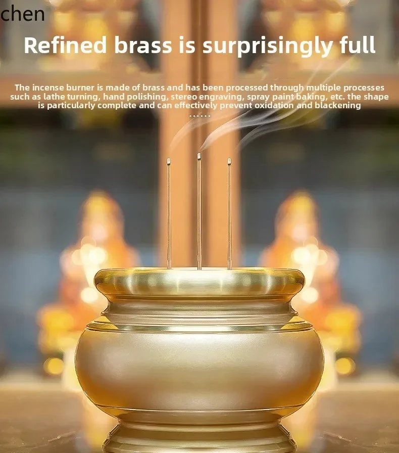 L15- All-Copper Incense Burner for Offering Incense to Buddha, Home Indoor Incense Burner Ornament