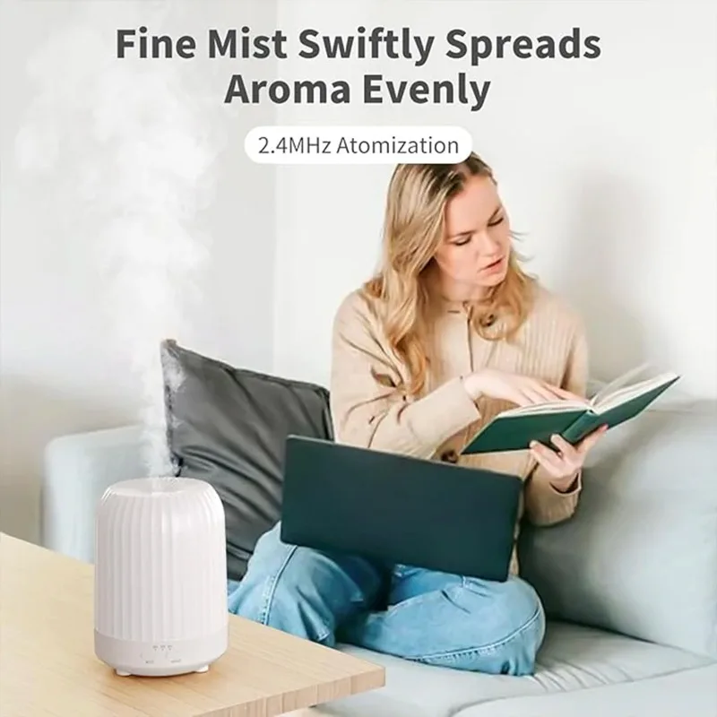 Ultrasonic Essential Oil Diffuser, Quiet Bedroom Humidifier with 7 LED Lights, Timer Setting, Auto Shut Off, BPA-Free Design
