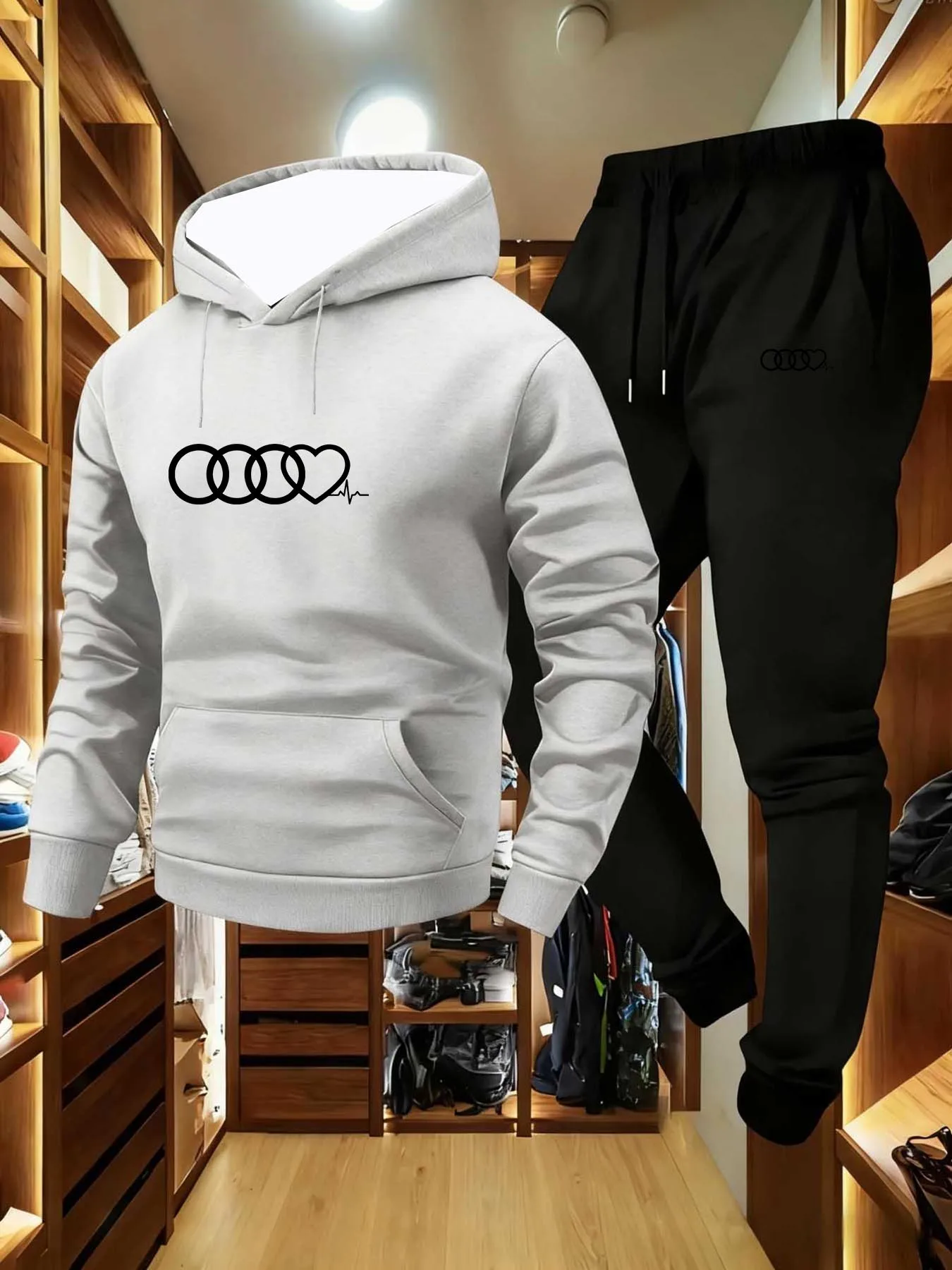 

Fashion Men's Autumn Winter Male Clothes 3D Print Y2K Oversized Hoodies Sweatshirt Outdoor Pant Sweatshirt+Trousers Jogging Suit