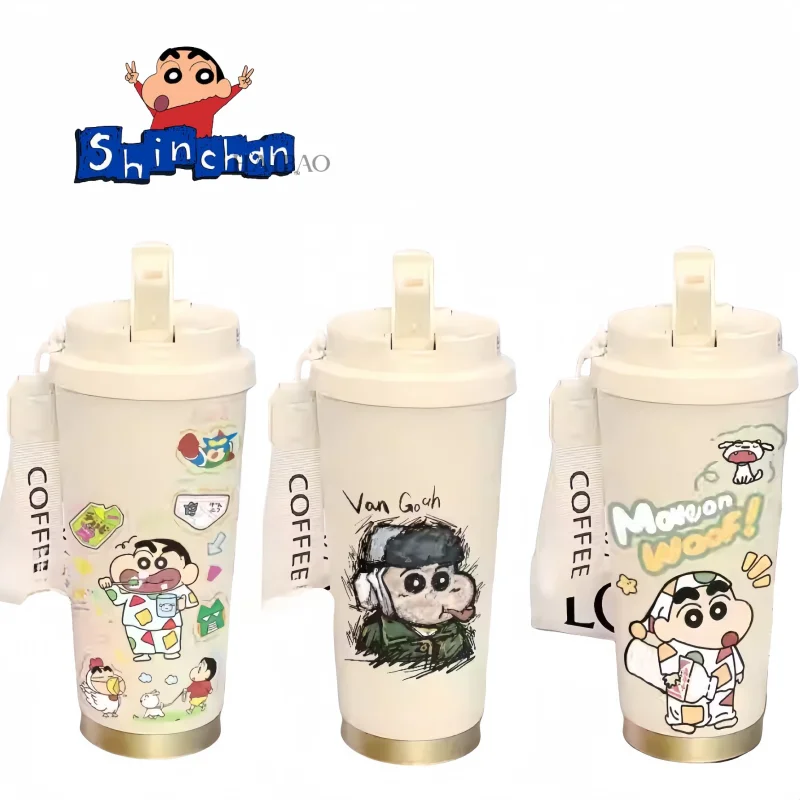 

Crayon Boy Shin C-Chan Vacuum Cup Sippy Water Glasses for Kids Insulated Cold Coffee Mug Sports Travel Kettle Peripheral Anime
