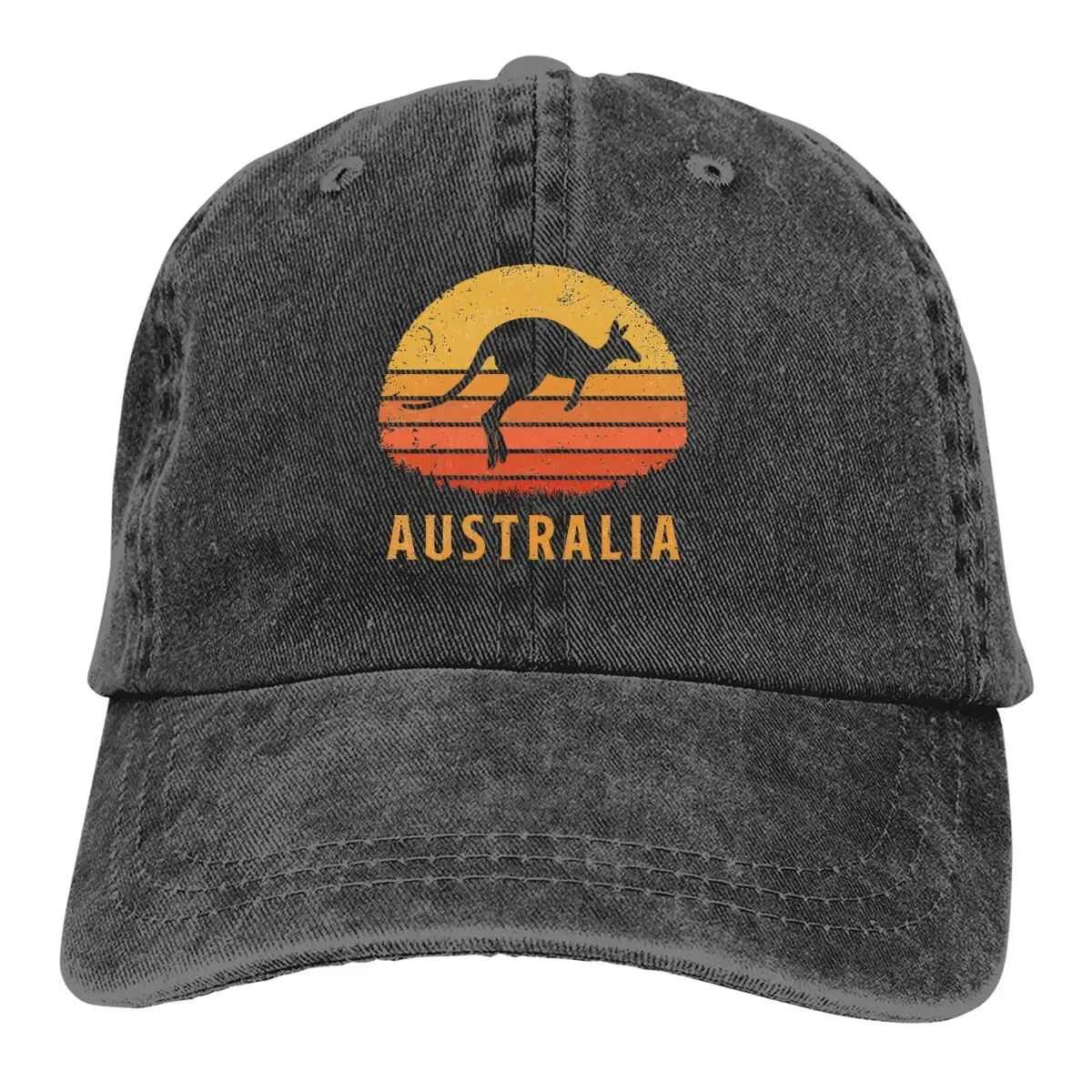 Washed Men's Baseball Cap Black One Trucker Snapback Caps Dad Hat Australian Kangaroo GuIf Hats